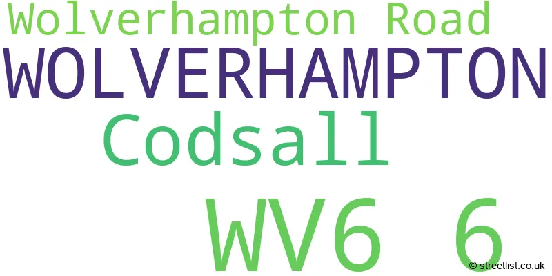 A word cloud for the WV6 6 postcode